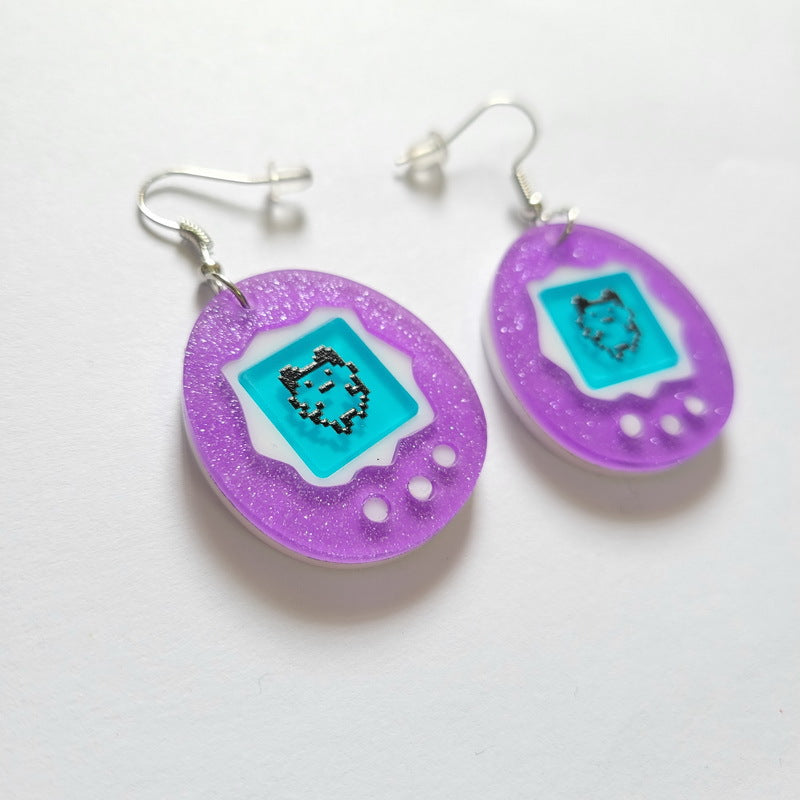 Acrylic Funny Electronic Pet Egg Earrings MIC-XueP140