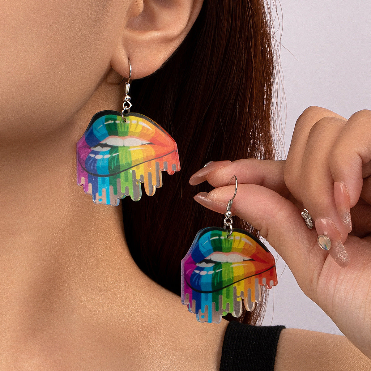 Alloy painted lip earrings MIC-AYN011