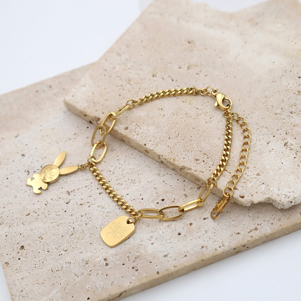 Stainless steel gold-plated cute rabbit bracelet MYA-XuanJ018