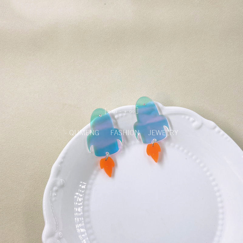 Alloy acrylic colorful rocket earrings MYA-OuG105