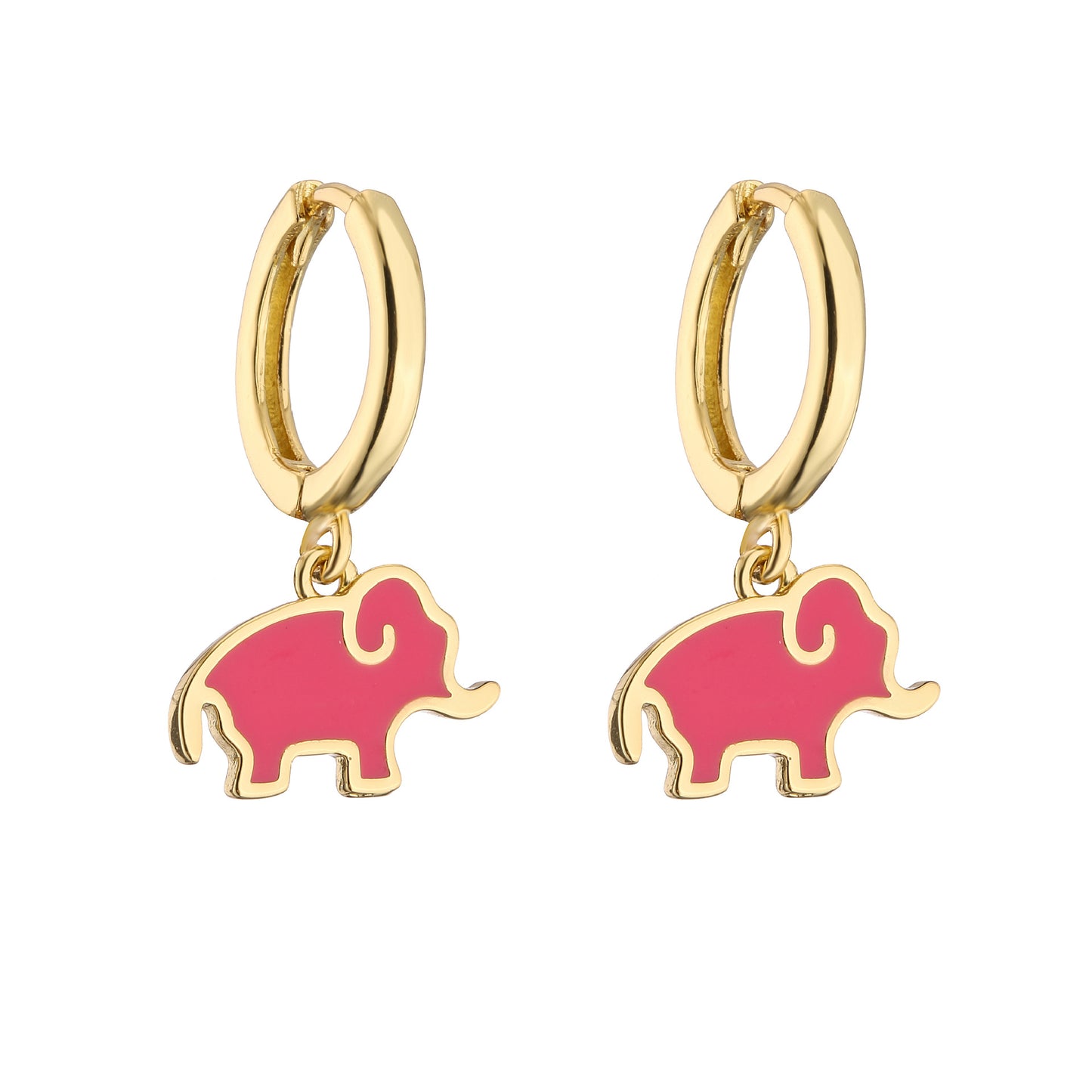 Alloy Peach Blossom Oil Elephant Earrings (Minimo de Compra 2) MIC-JuC027