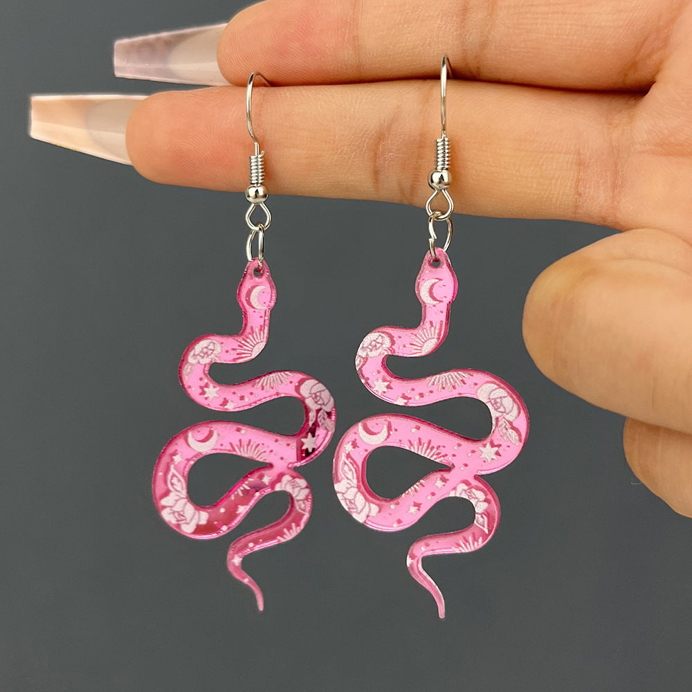 Acrylic snake shaped plate earrings (Minimo de compra 2) MYA-YiD026