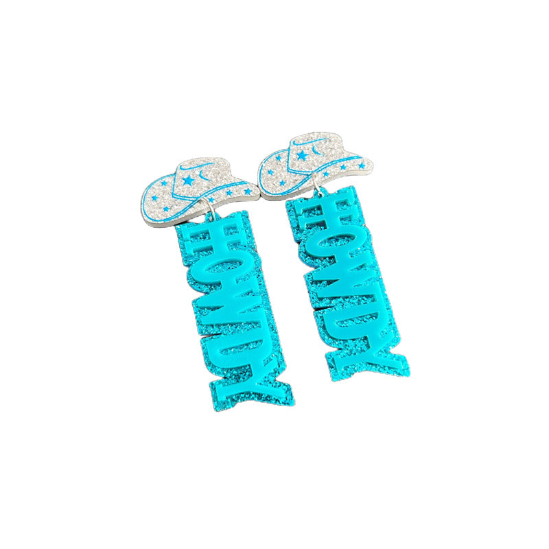 Acrylic Western Cowboy Tribe Earrings MYA-XueP079