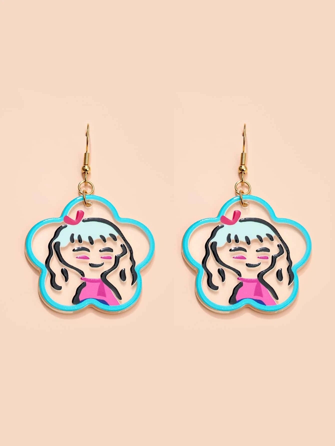 Alloy cartoon graffiti flower earrings (Minimo de Compra 2) MIC-JianL019