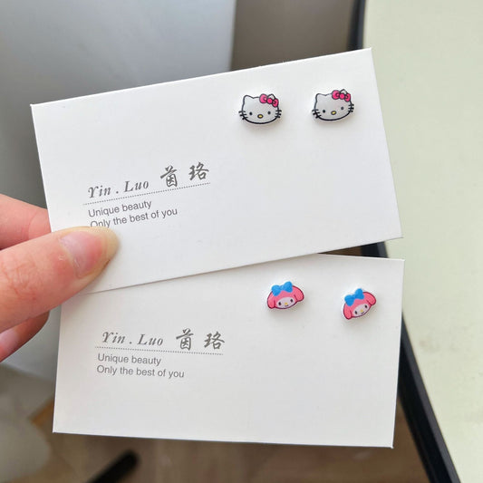 Plastic Needle Stud Earrings Student Cartoon Earrings Earrings Hypoallergenic SHanP001