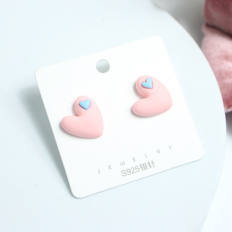 Acrylic Heart shaped Sweet Girl Earrings  (Minimo de Compra 2) MIC-PingH033