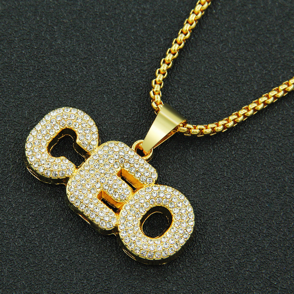 Alloy diamond inlaid letter necklace MYA-ShangH011