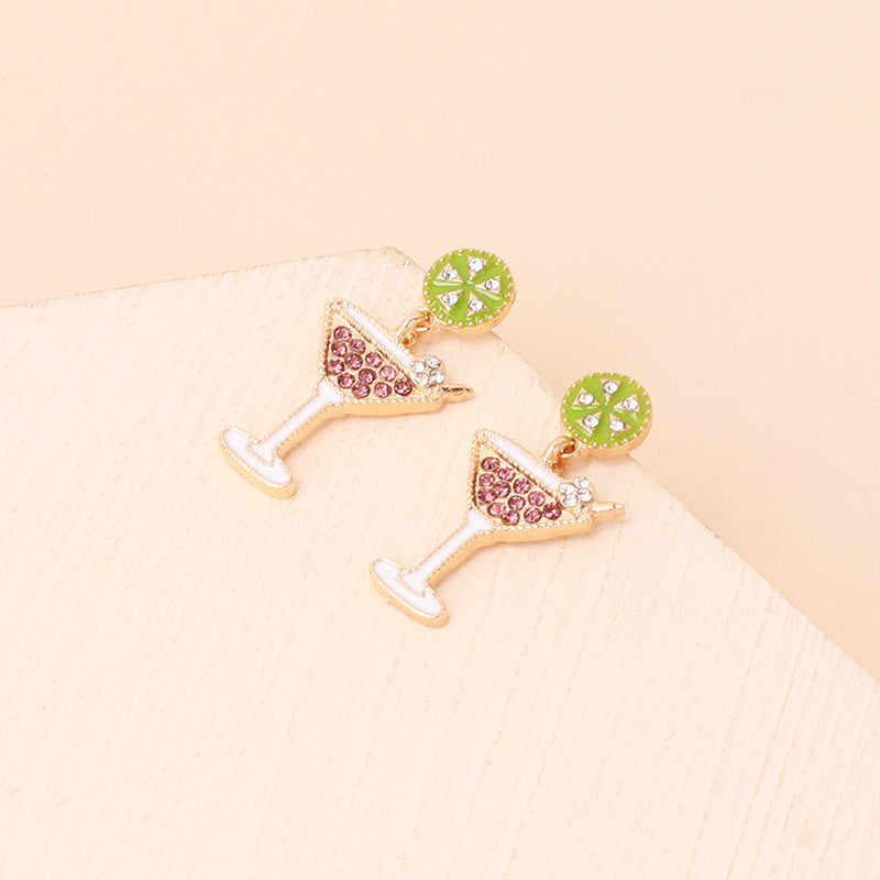 Alloy wine glass earrings (Minimo de compra 5) MIC-YiRan009