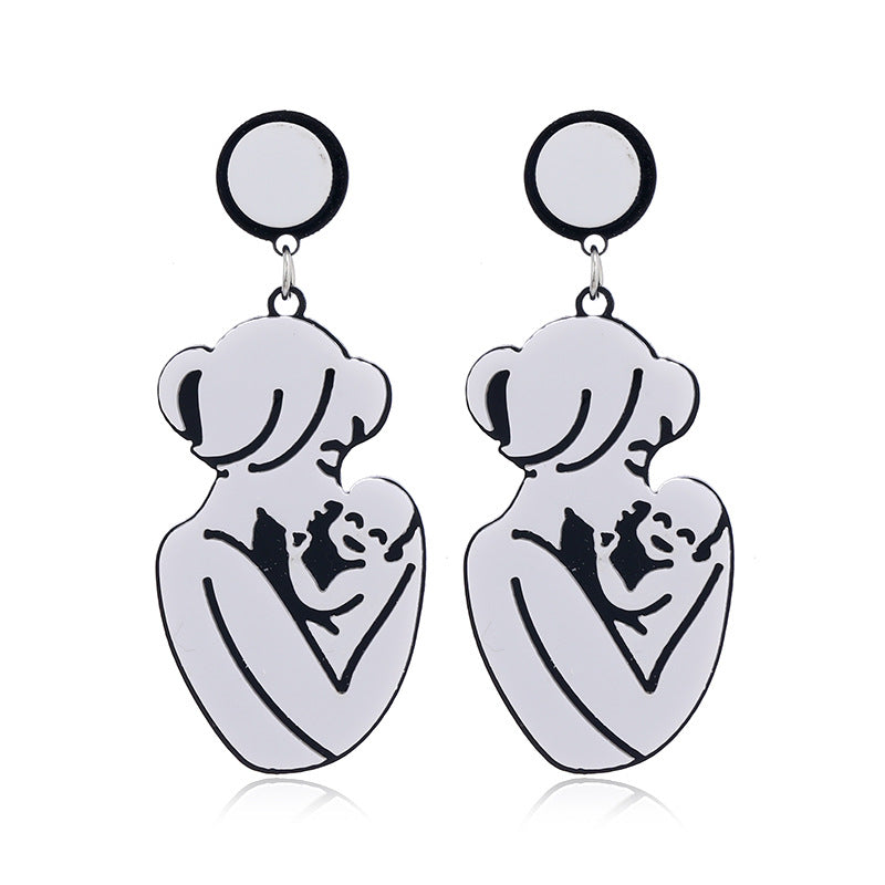 Acrylic Mom Baby Earrings MIC-KaiQ008