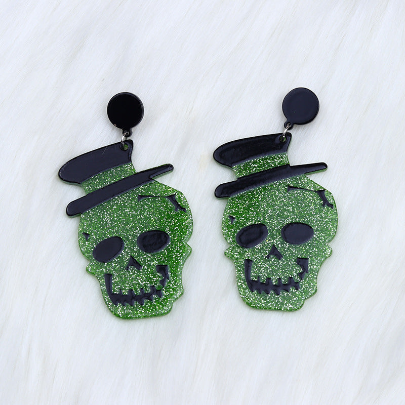 Acrylic Halloween Skull earrings (Minimo de Compra 2) MYA-DuA030