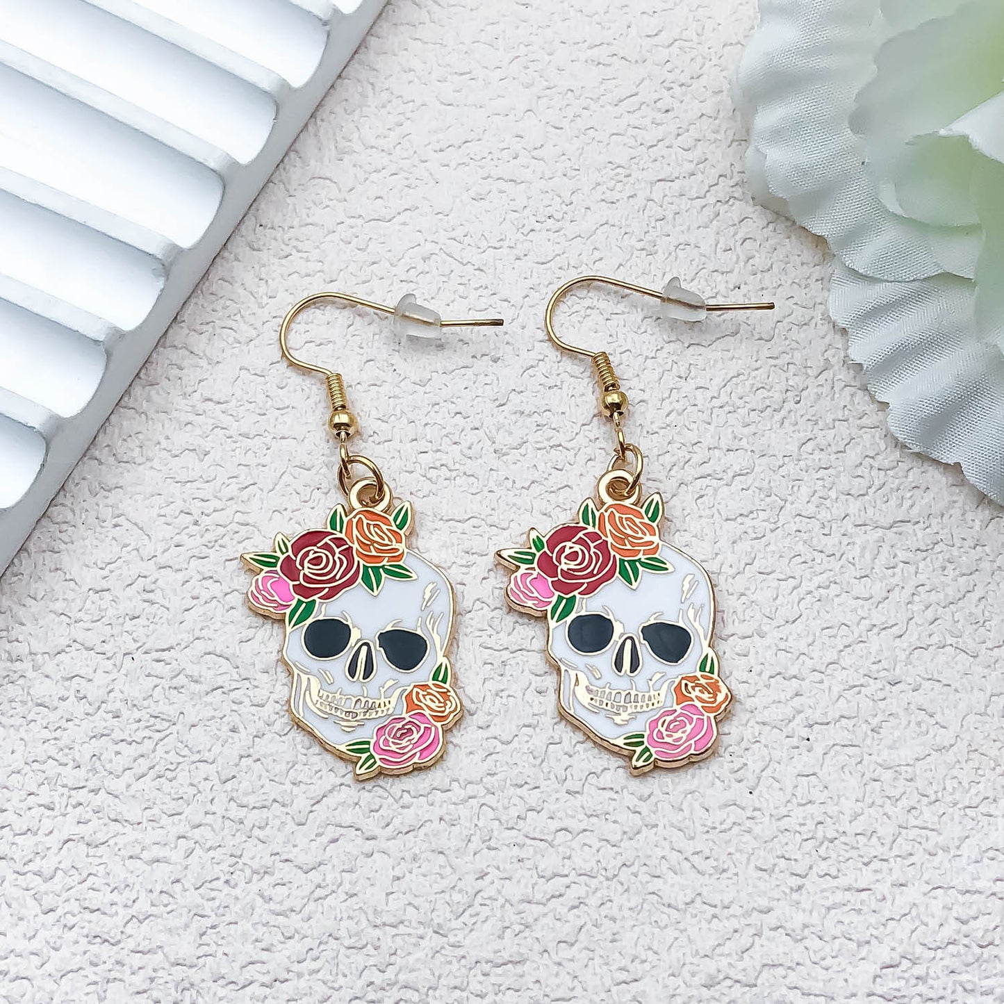 Alloy Halloween skull flower earrings (Minimo de compra 5) MIC-OuL014