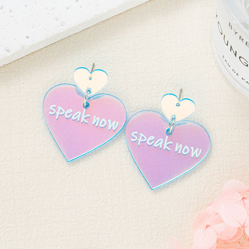 Alloy laser heart-shaped earrings MIC-JiaY021