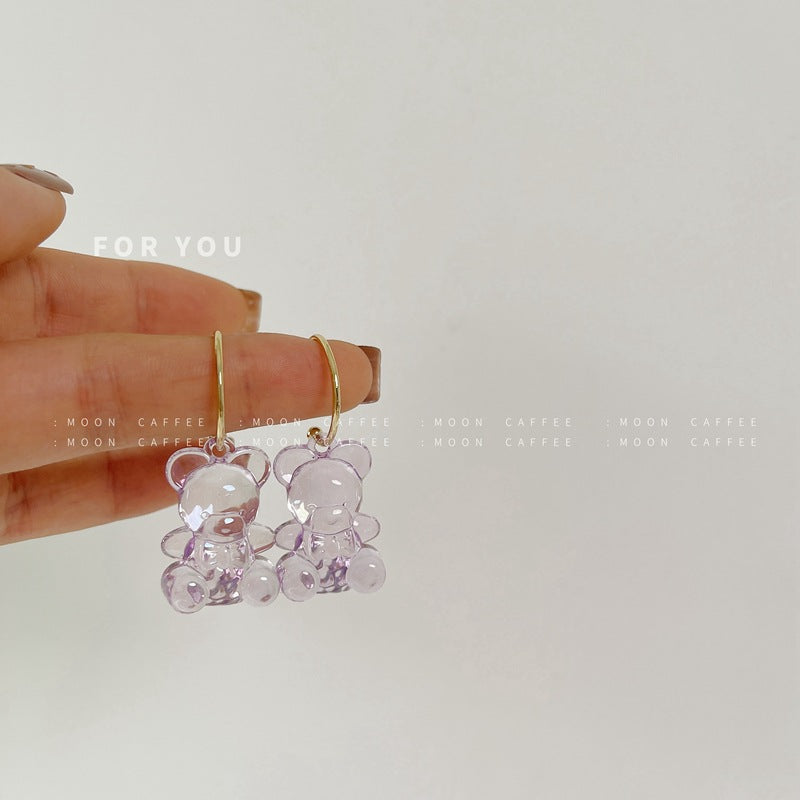 Acrylic jelly bear transparent earrings MIC-JiaJ001