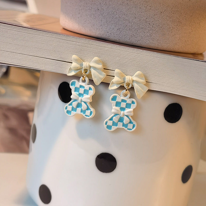 Alloy Blue Bear Earrings MIC-JiuY040