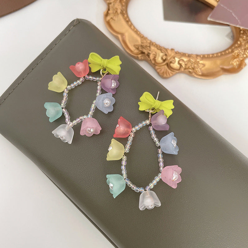 Alloy colored flower earrings MYA-LSY036