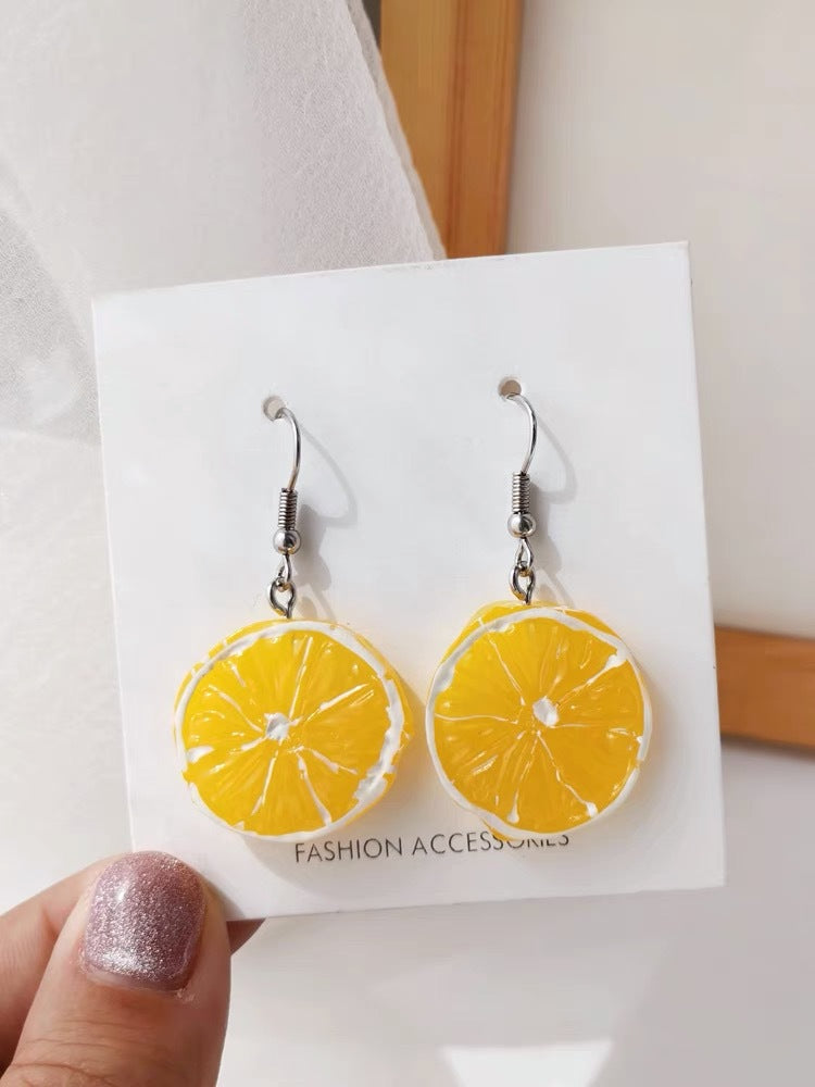 Alloy Fresh Lemon Simulated Fruit Earrings MIC-KaL012