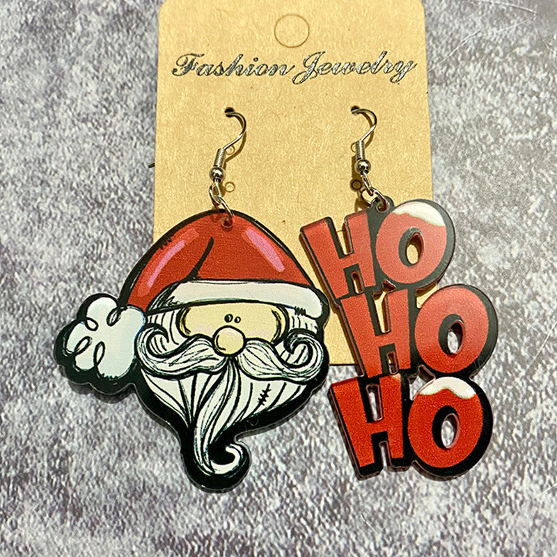 Acrylic Grinch Santa Claus Earrings (Minimo de Compra 2) MIC-XinC006