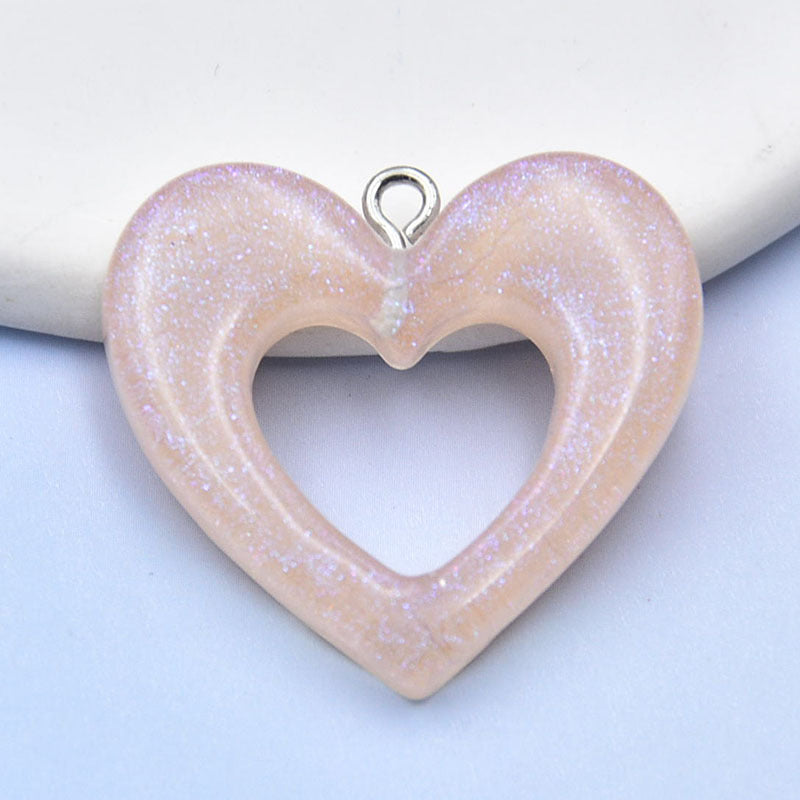 Resin glitter powder hollow heart accessories MYA-HuiX006