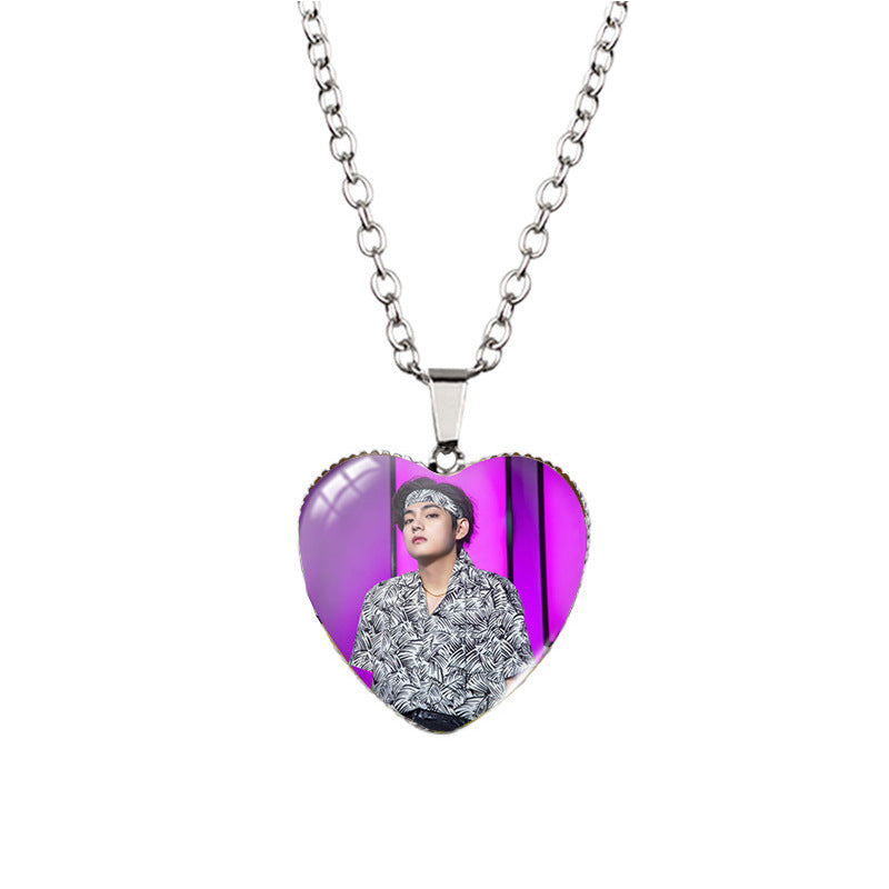 Alloy Time Gem Heart Necklace MYA-XiangL027