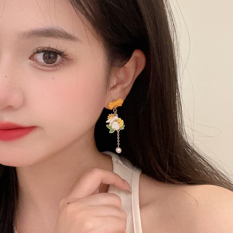 Alloy Bow Rabbit Earrings MIC-BLD102