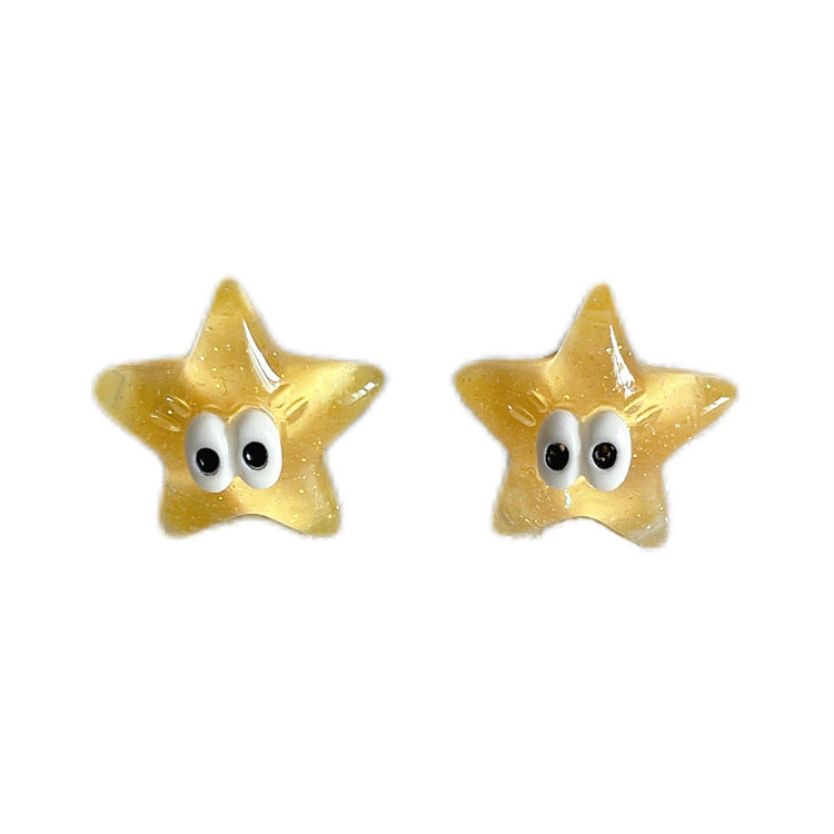 Resin Five Point Star Peach Heart Cloud Earrings (Minimo de Compra 2) MYA-WWHM052