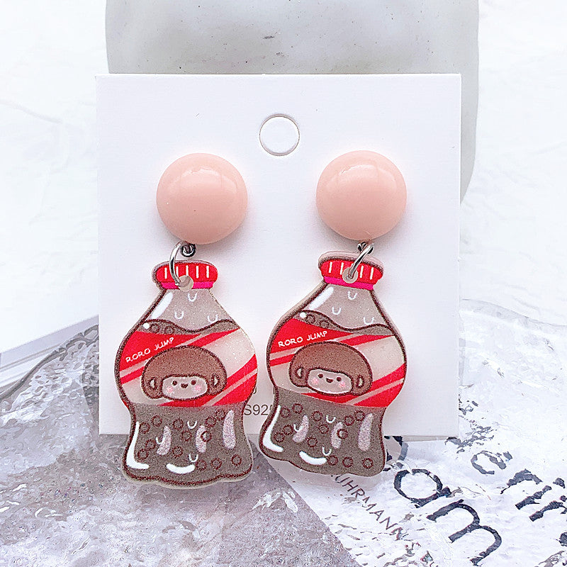 Acrylic cartoon milk tea cup earrings  (Minimo de Compra 2) MIC-ShiJ006