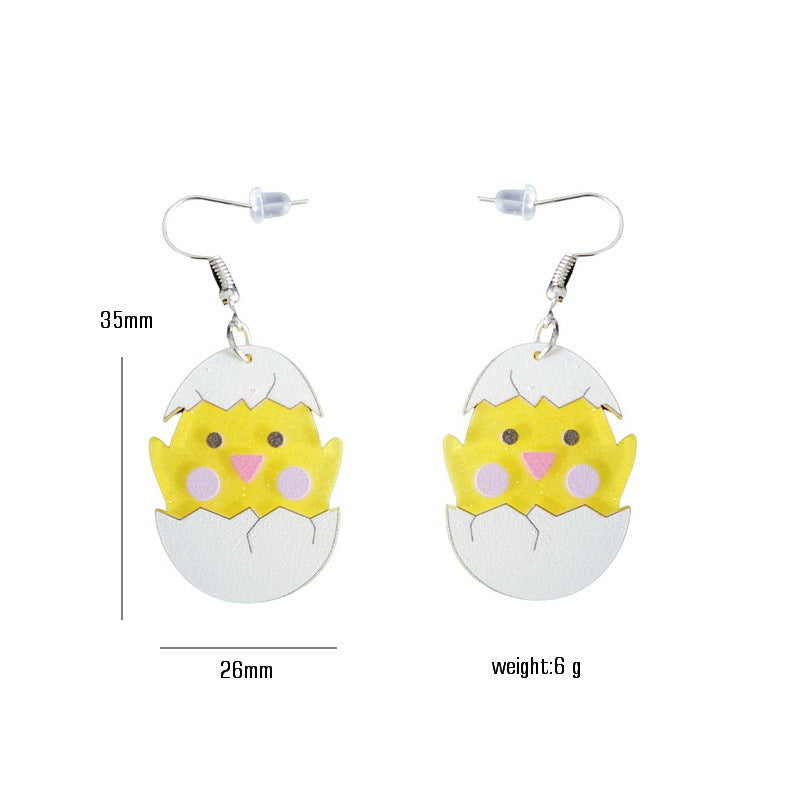 Acrylic Easter Chicken Dinosaur Earrings MIC-XueP143