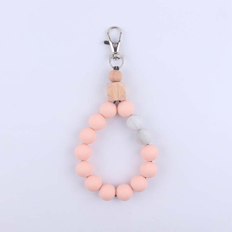 Keychains Silicone Beads Wooden Anise Wristlet MIC-YWGT001