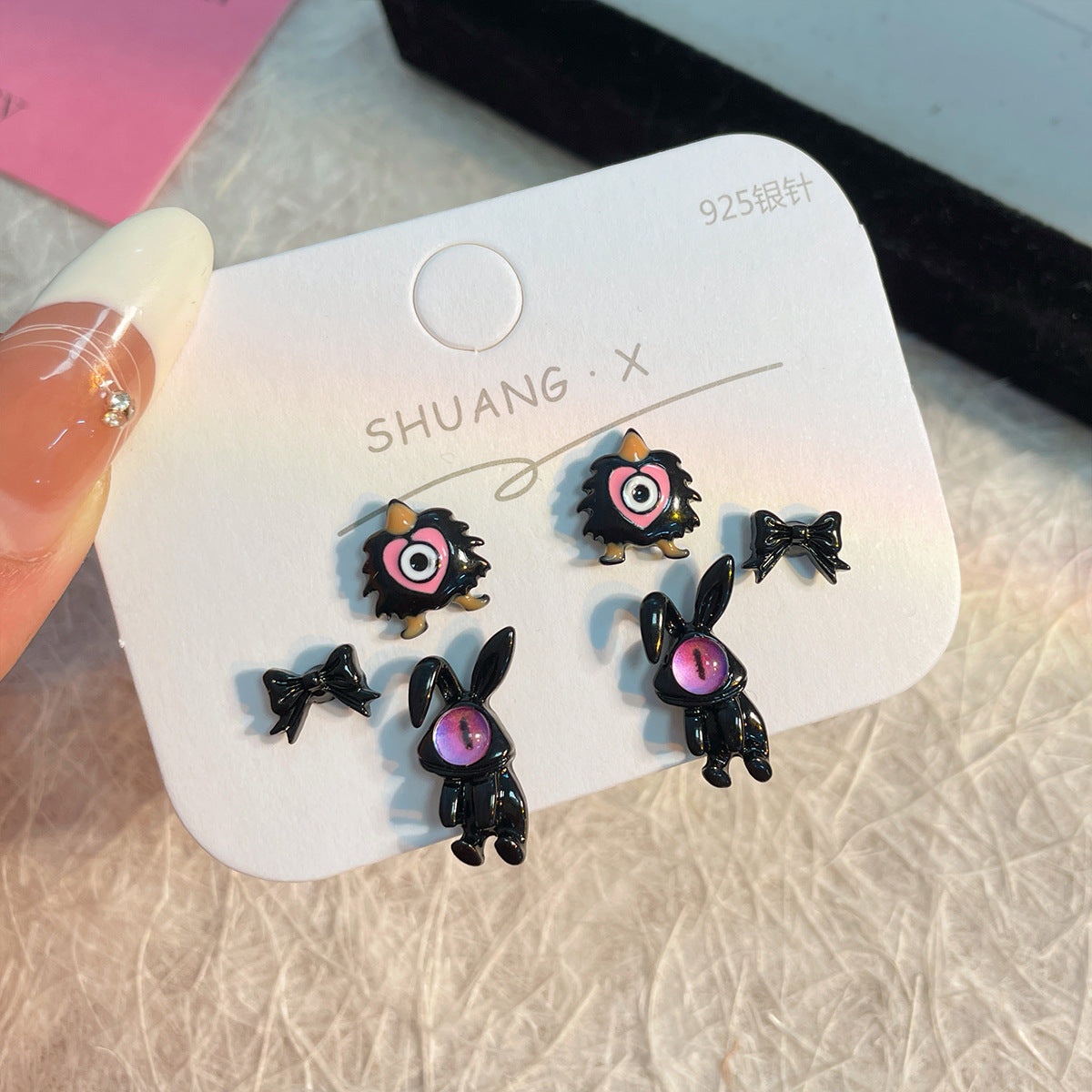 Alloy heterochromatic cute little monster earrings MYA-ShuangX050