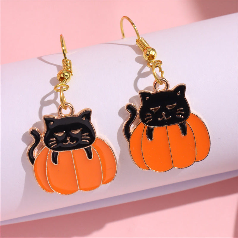 Alloy Little Black Cat Pumpkin Earrings (Minimo de compra 2) MYA-HuanQ002