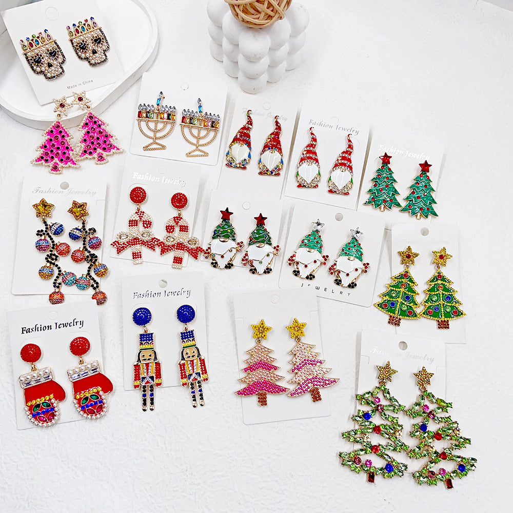 Alloy Christmas Tree Bell Earrings (Minimo de Compra 2) MIC-DWKM005