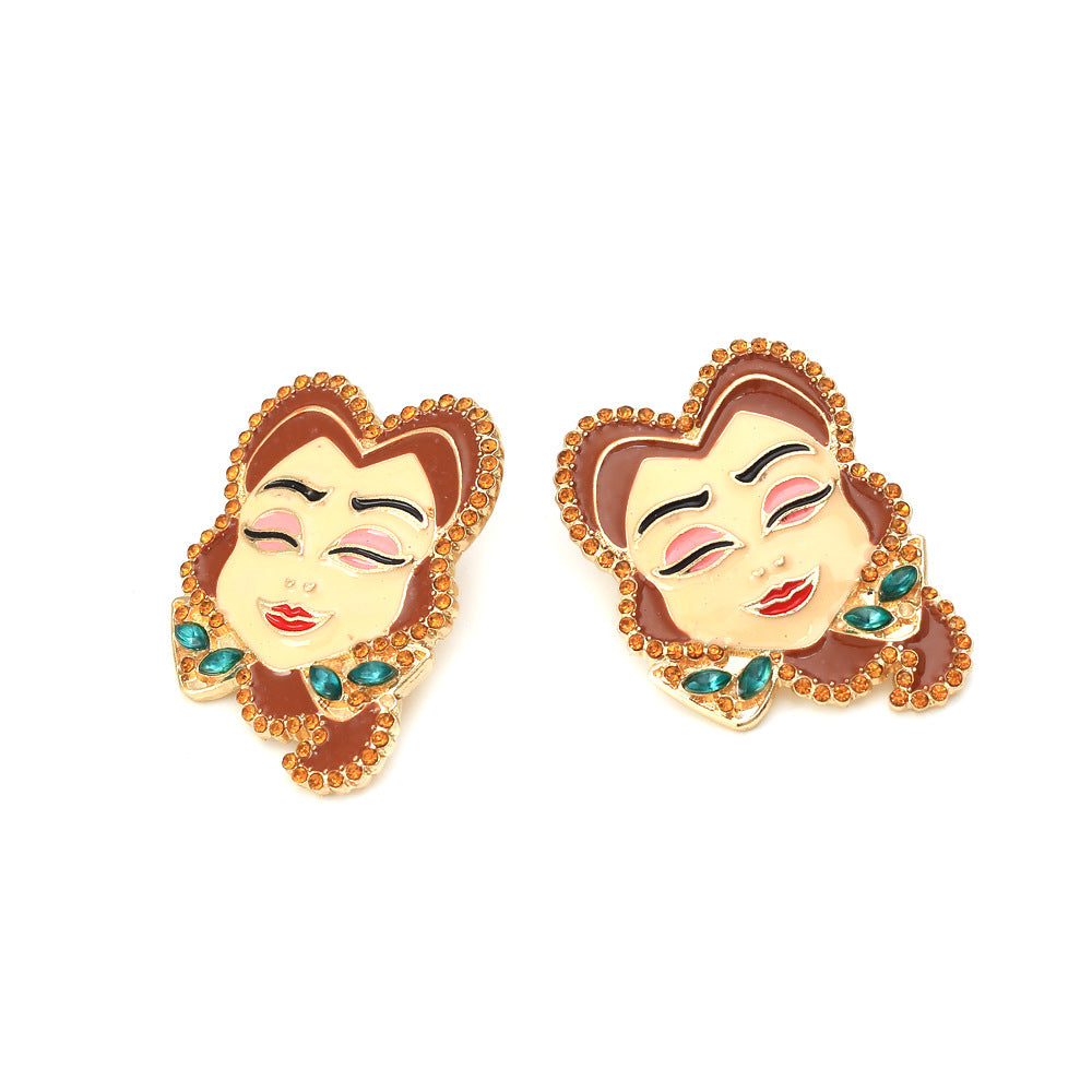 Alloy diamond inlaid cartoon character earrings MIC-ManY035