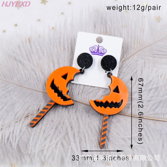 Acrylic Halloween Pumpkin Stick Earrings (Minimo de compra 5) MIC-XiaoY040