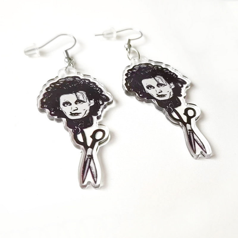 Acrylic Scissor Hand Edward Earrings MYA-XueP090