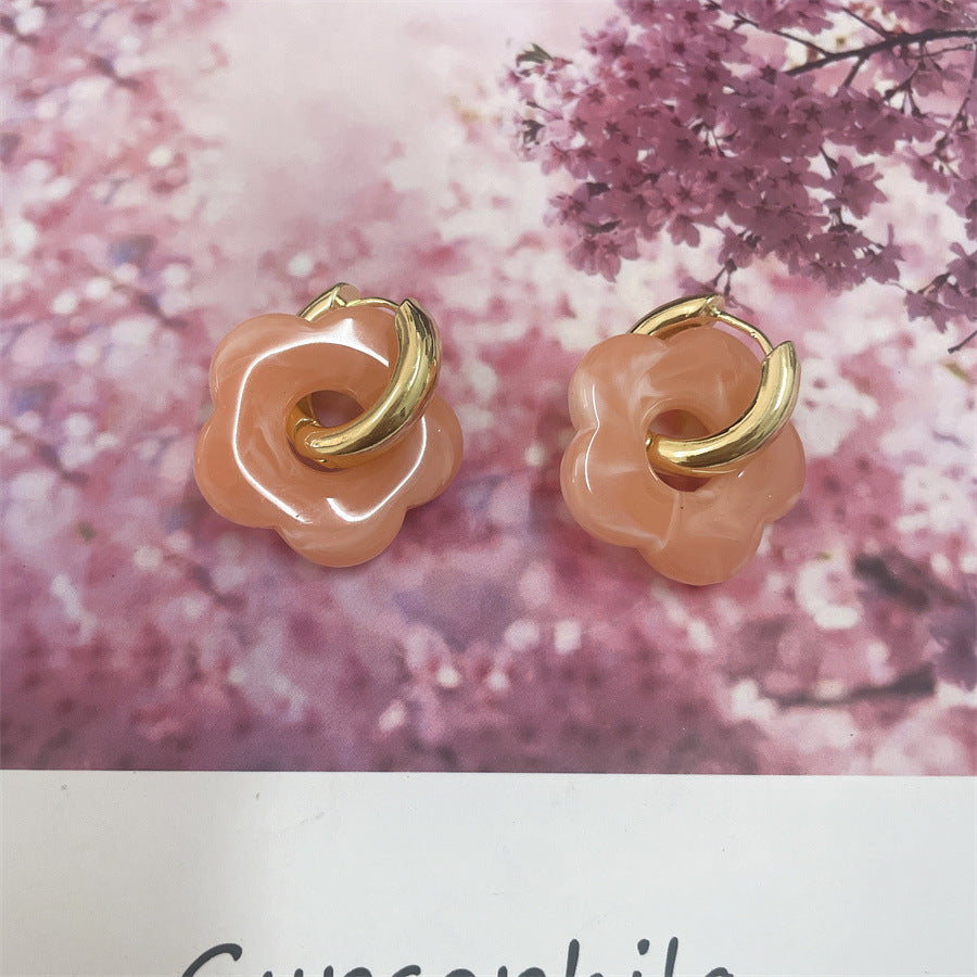 Alloy C-shaped copper tube colored oil drip earrings (Minimo de Compra 2) MIC-YingS008