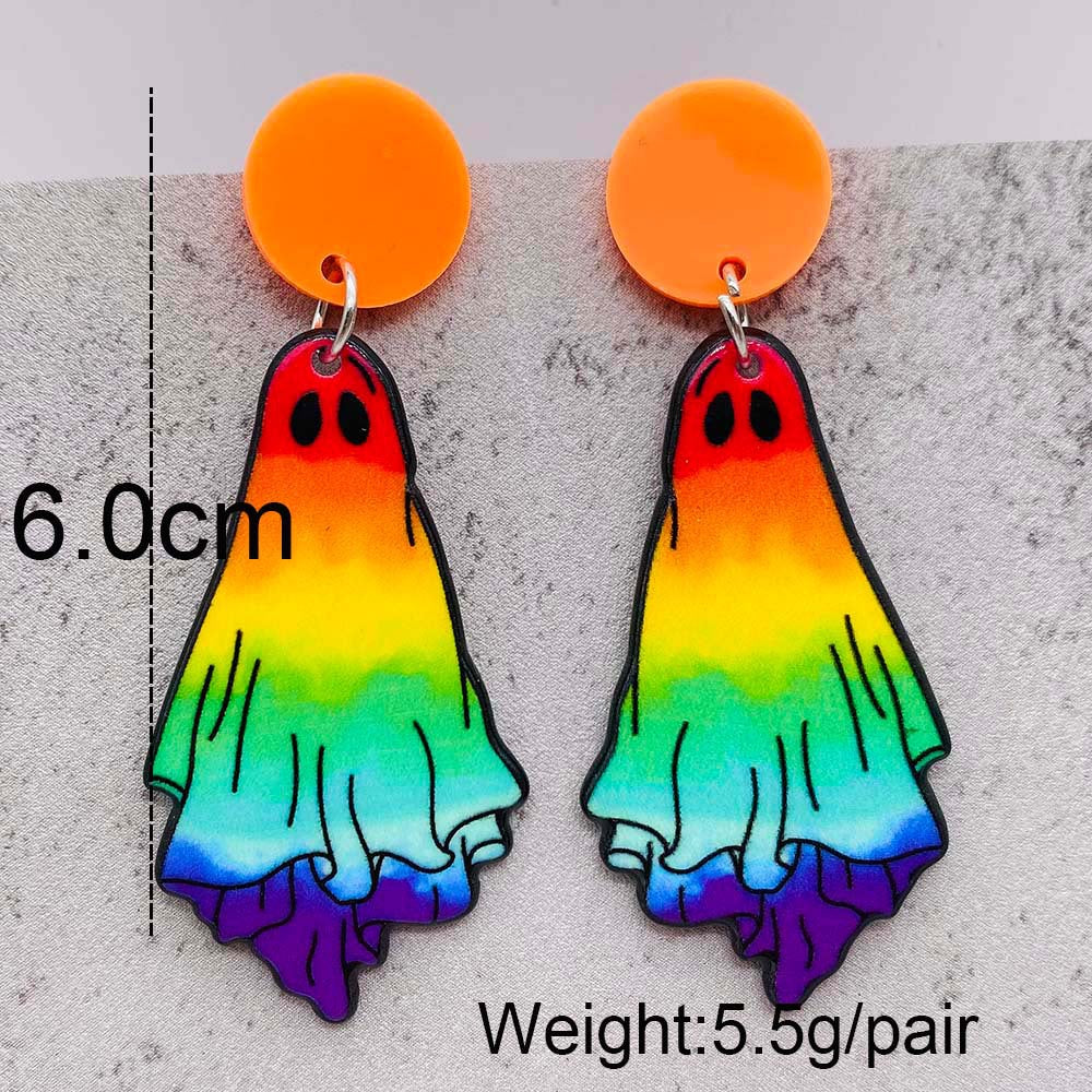 Acrylic Halloween Ghost Pumpkin Earrings (Minimo de Compra 2) MIC-ChenY023