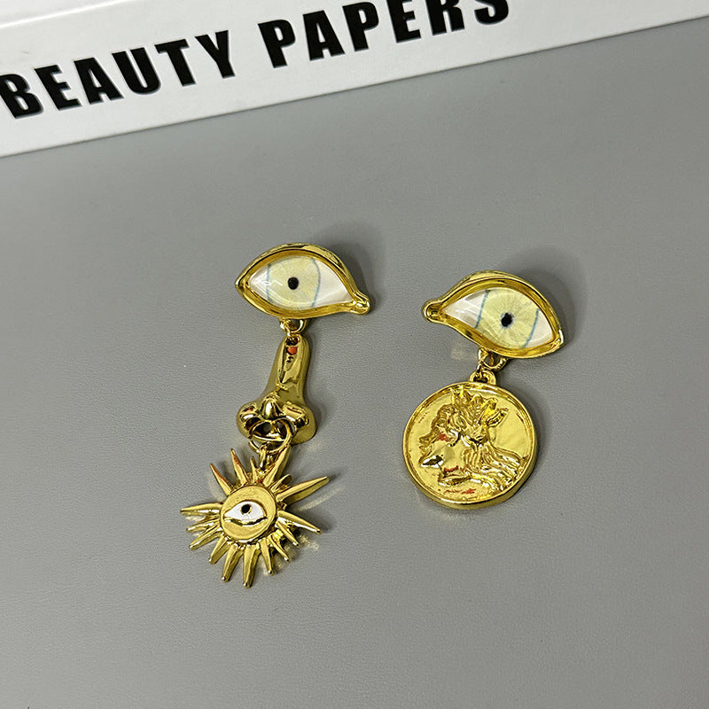 Alloy Asymmetric Eyes, Nose, Earrings MIC-XinYi002