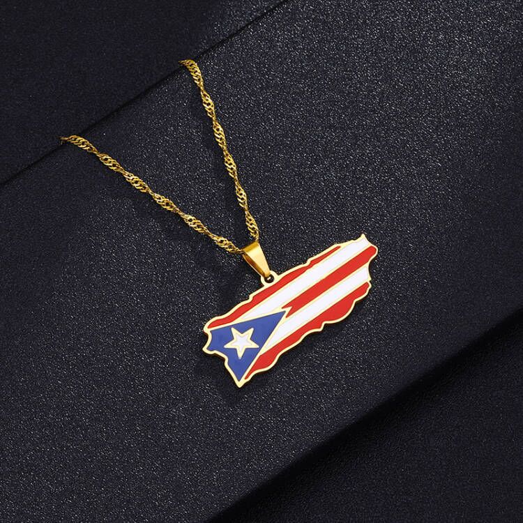 Necklaces Stainless Steel Map Puerto Rico HongZ005