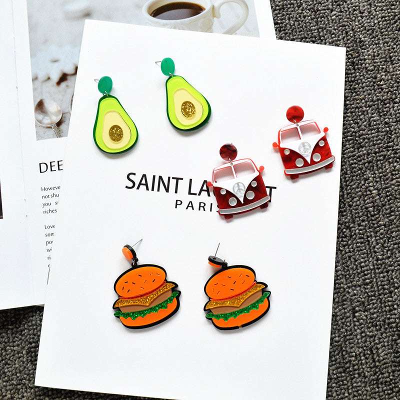 Acrylic cartoon avocado earrings MYA-XieN062