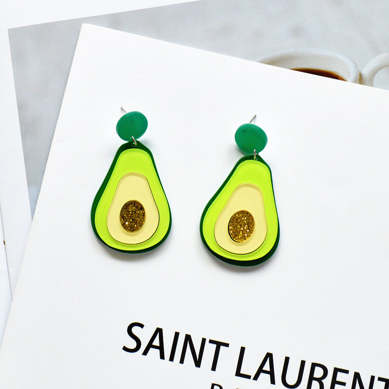 Acrylic cartoon avocado earrings MYA-XieN062