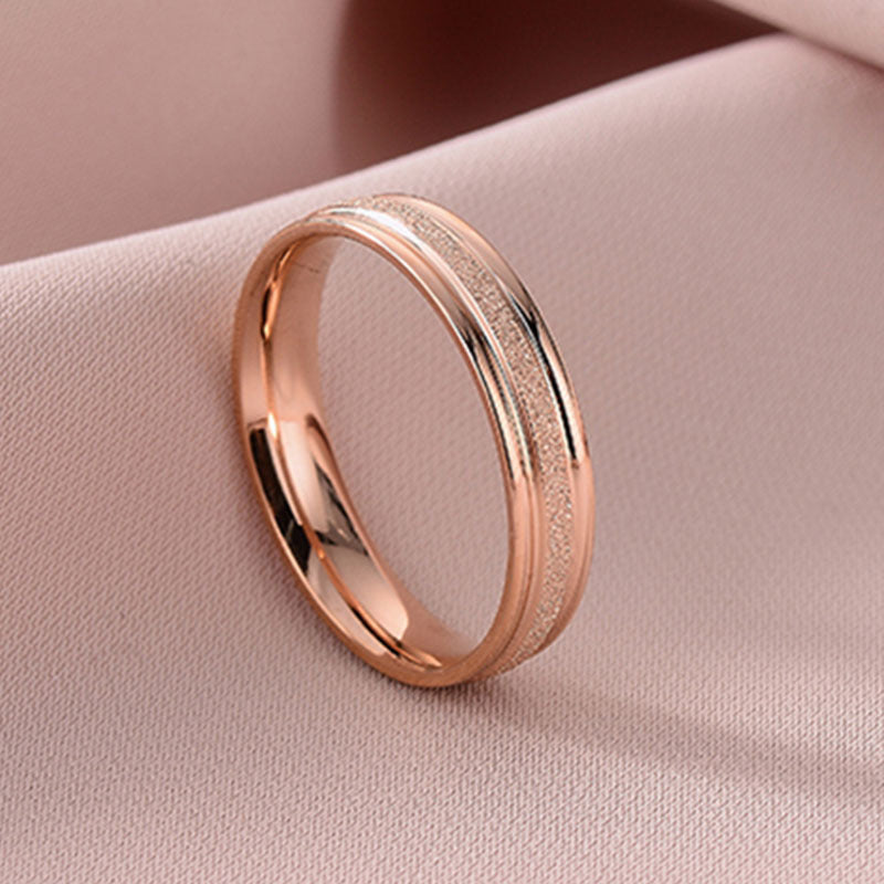 Matte stainless steel couple ring MuY010