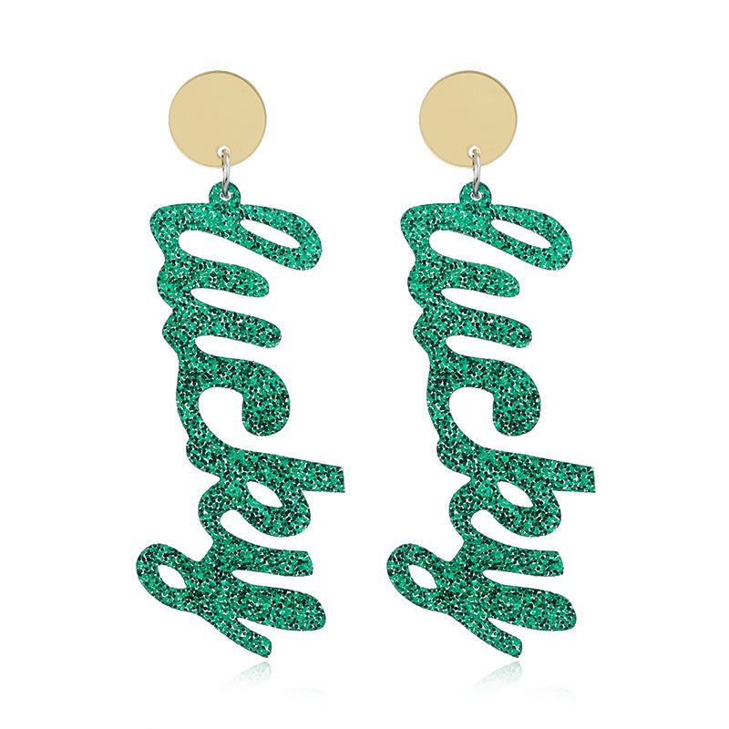 Acrylic Letter Lucky Earrings MIC-KaiQ007