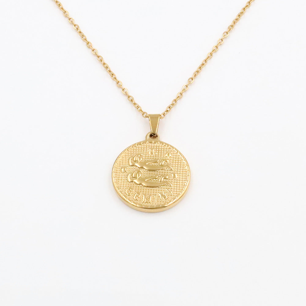 Stainless steel gold-plated twelve zodiac necklace MYA-XuanJ042