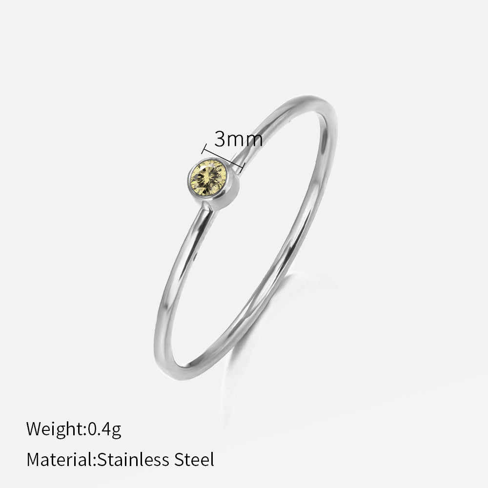 Stainless steel gold-plated colored diamond ring （Minimo de compra 2） MYA-chenH011