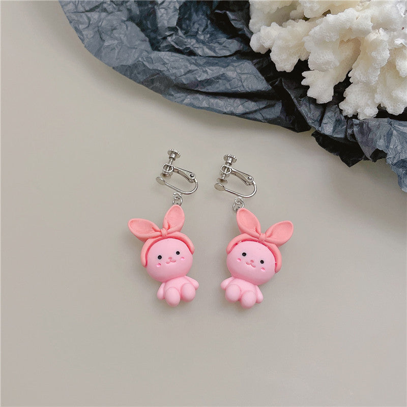 Resin cute penguin rabbit earrings (Minimo de Compra 2) MYA-WWHM041