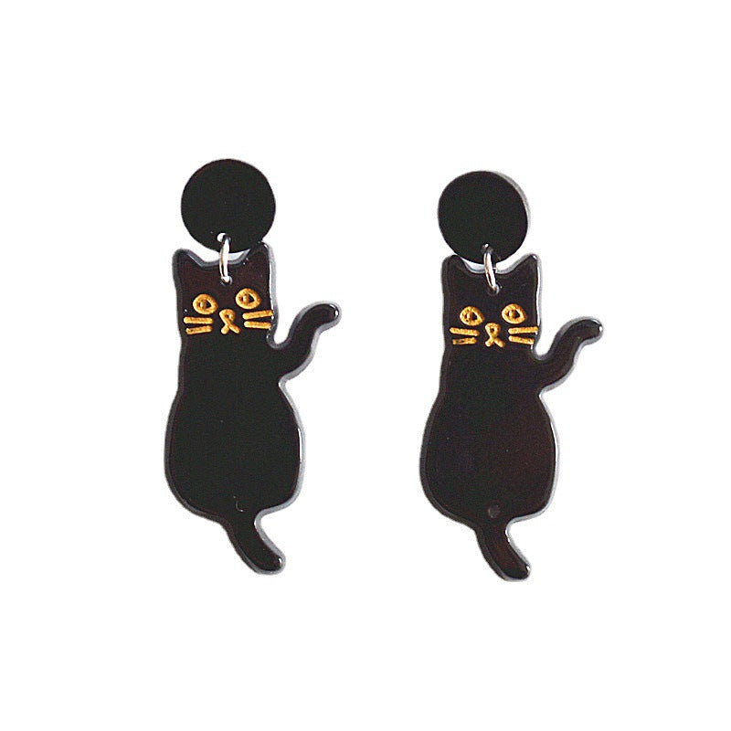 Alloy pretty girl black and white cat earrings MIC-XieN047