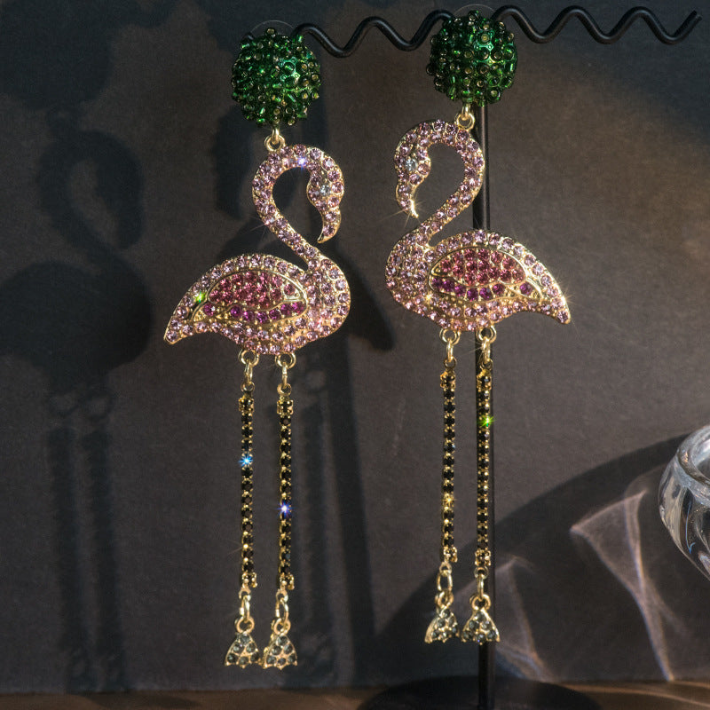 Pink Flamingo Diamond Drop Earrings MIC-QianC003