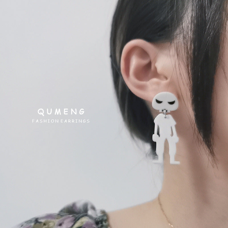 Acrylic Couple Skull Earstuds (Minimo de compra 2) MIC-QinM002