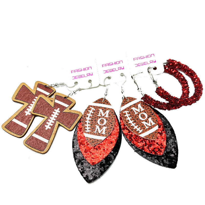 Alloy acrylic sports rugby earrings (Minimo de compra 2) MIC-HeY001