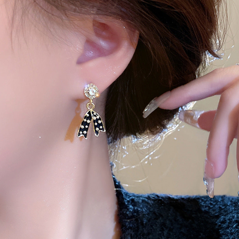 Alloy black bow earrings MYA-DongJ006